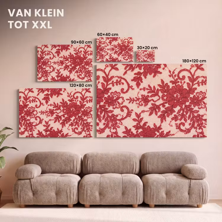 Canvas schilderij - Rode kant - Bloemen — 8
