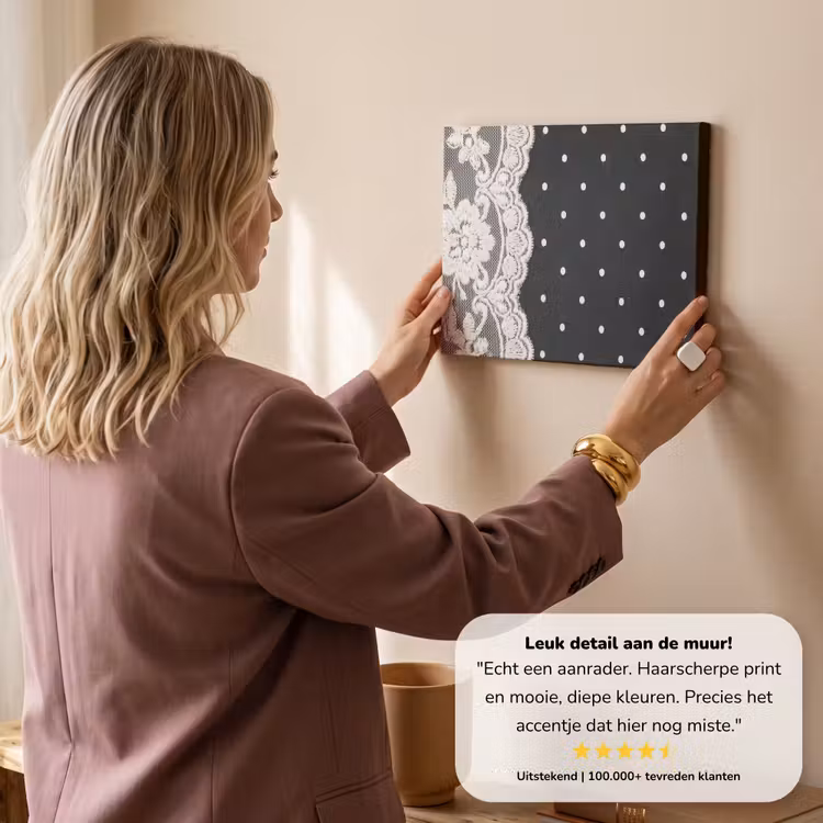 Canvas schilderij - Wit kant - Patroon — 3