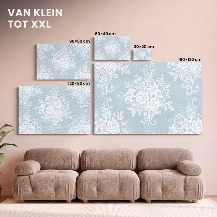 Canvas schilderij - Wit - Kant - Vintage — 8
