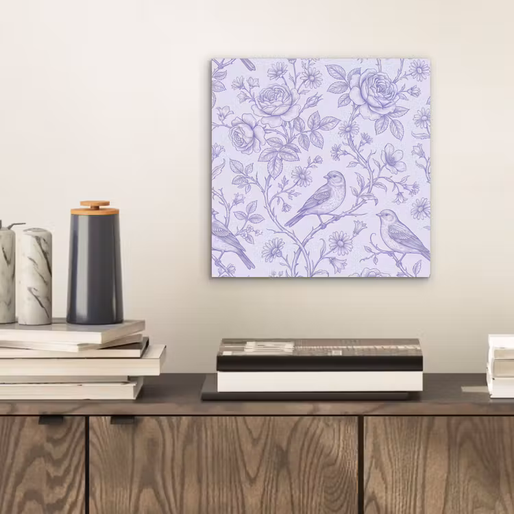 Aluminium schilderij - Bloemen - Vogel - Tekening — 2