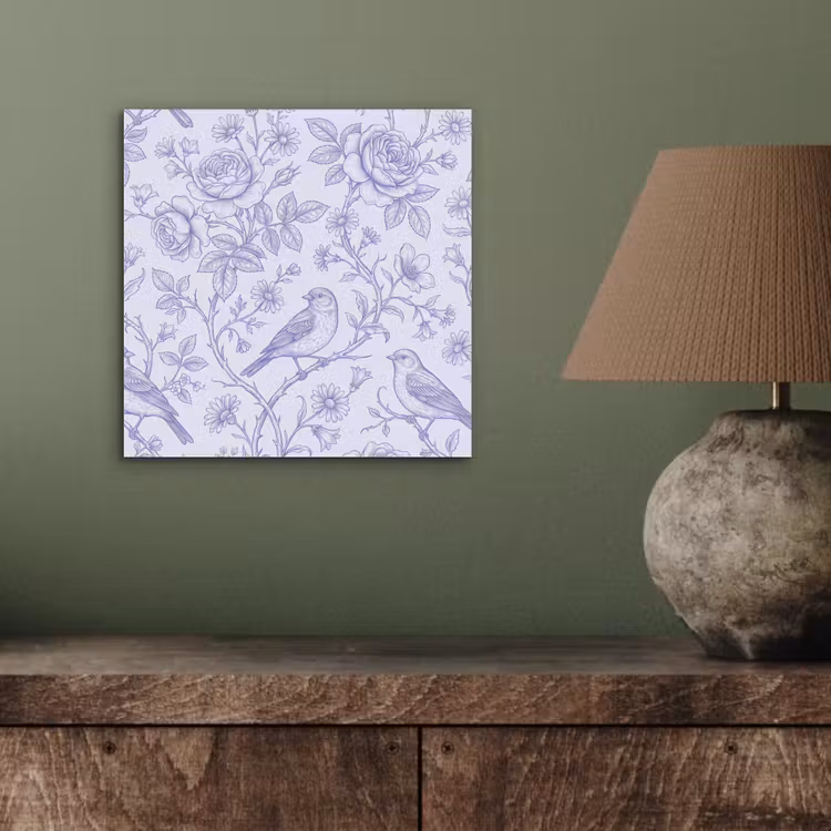 Aluminium schilderij - Bloemen - Vogel - Tekening — 3