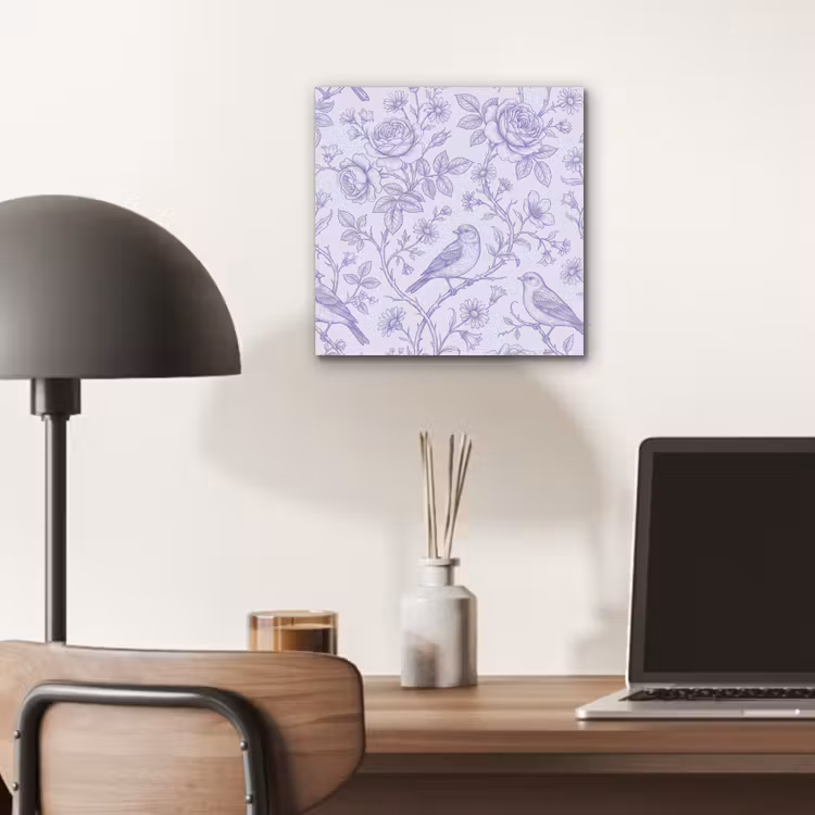 Aluminium schilderij - Bloemen - Vogel - Tekening — 6