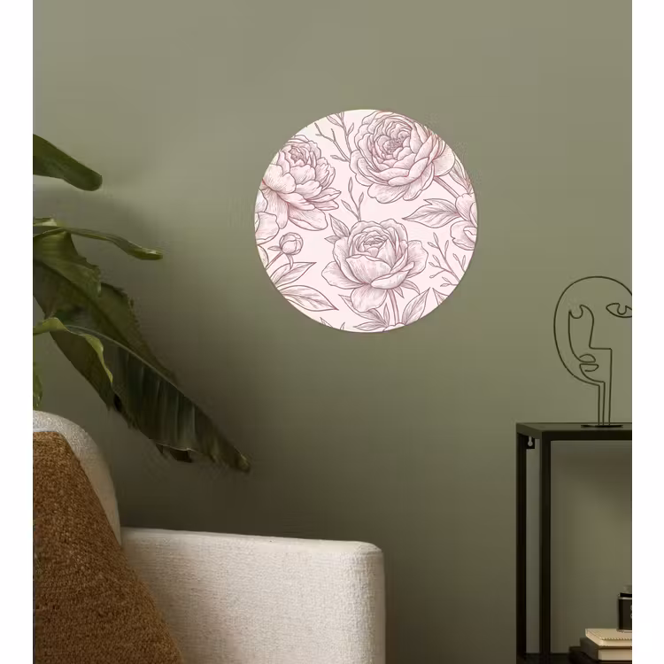 Behangcirkel - Bloemen - Lijntekening - Roze — 3