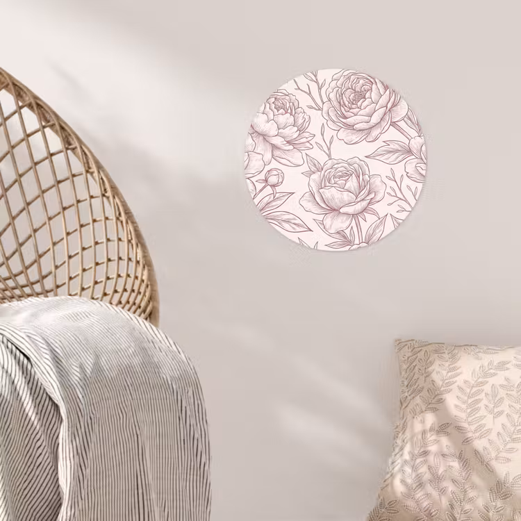 Behangcirkel - Bloemen - Lijntekening - Roze — 5