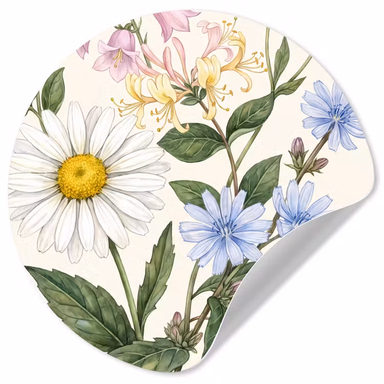 Behangcirkel - Botanisch - Illustratie - Kleurrijk — 1