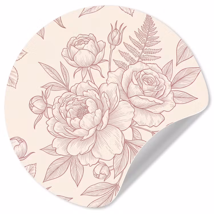 Behangcirkel - Bloemen - Lijntekening - Botanisch — 1