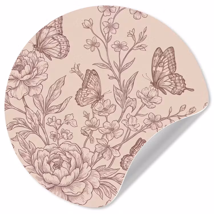 Behangcirkel - Vlinder - Bloemen - Patroon — 1