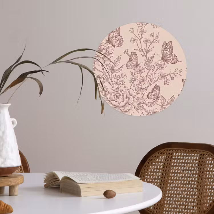 Behangcirkel - Vlinder - Bloemen - Patroon — 4