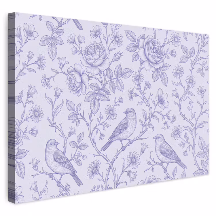 Buiten canvas - Bloemen - Vogel - Tekening — 1