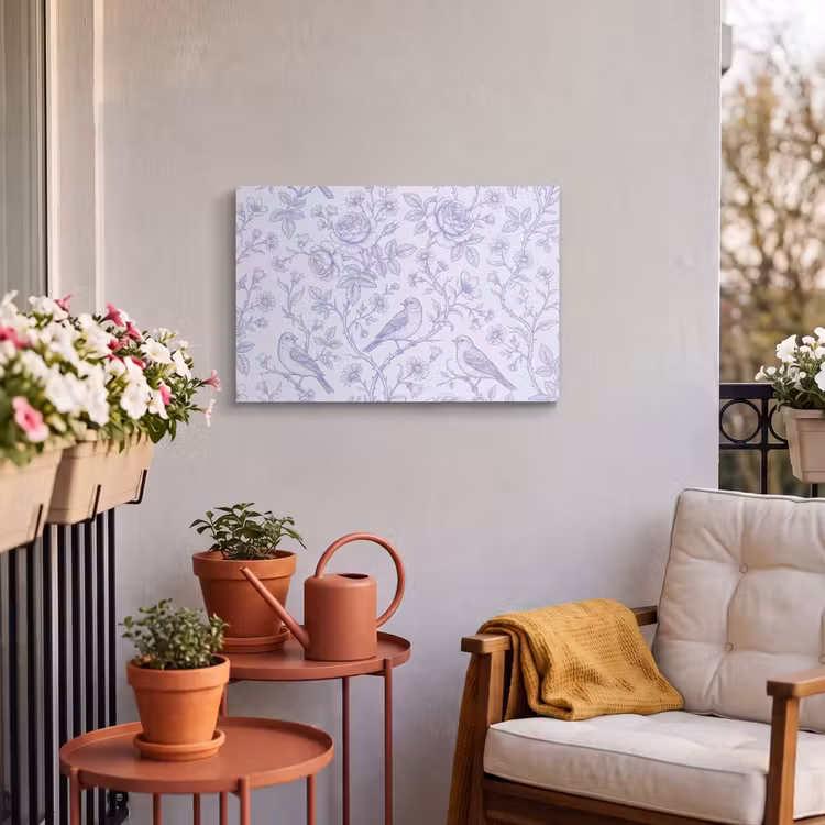 Buiten canvas - Bloemen - Vogel - Tekening — 3