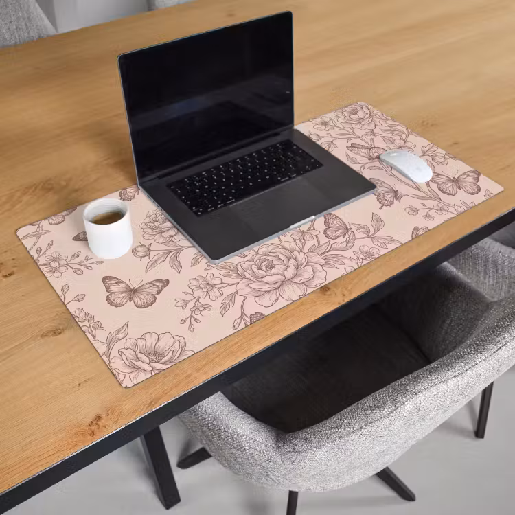 Bureau onderlegger - Vlinder - Bloemen - Patroon — 3