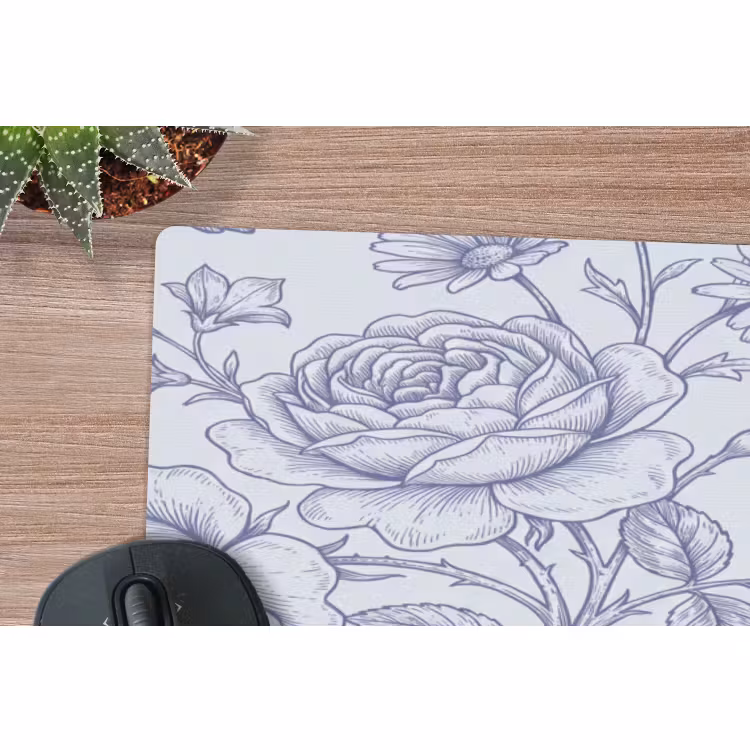 Muismat - Bloemen - Vogel - Tekening — 5