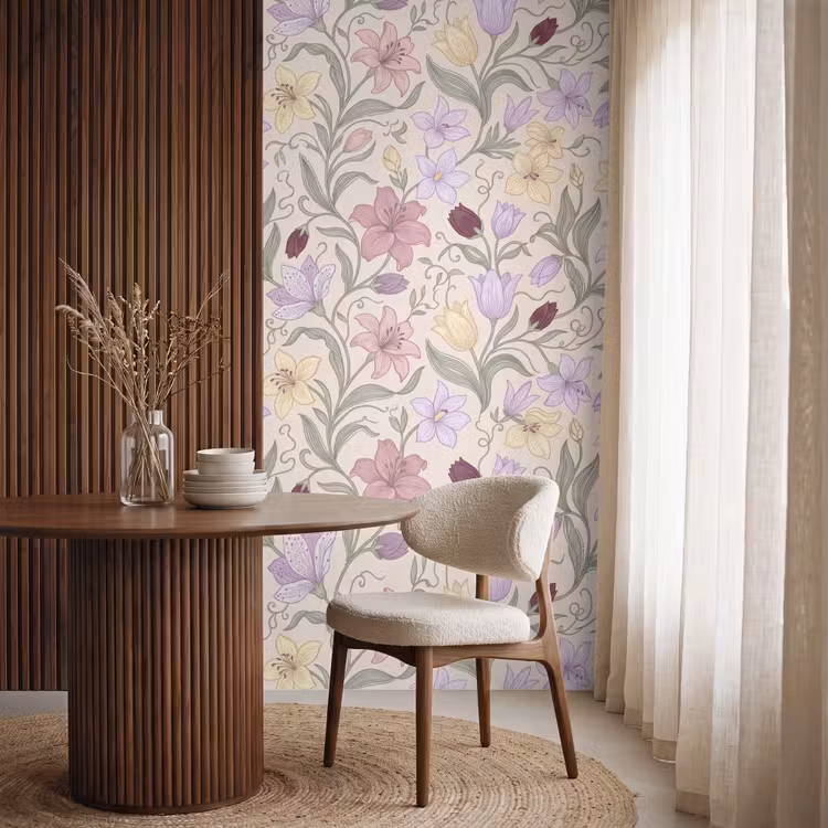 Behang - Bloemen - Illustratie - Botanisch β 4