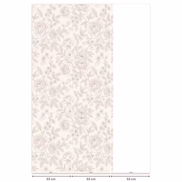 Behang - Bloemen - Lijntekening - Beige β 6
