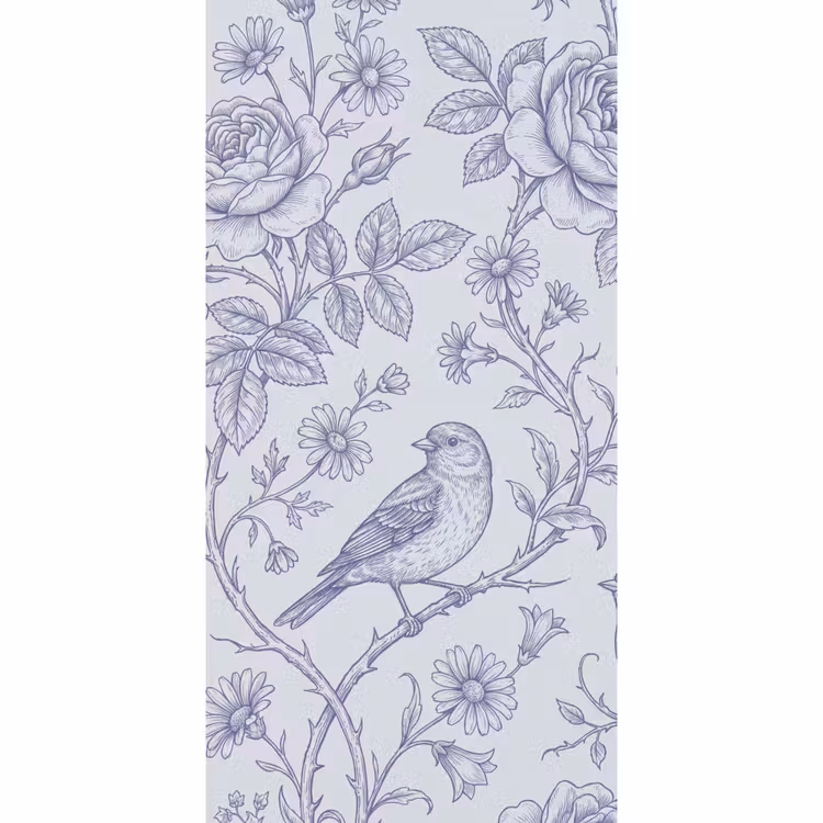 Behang - Bloemen - Vogel - Tekening β 2