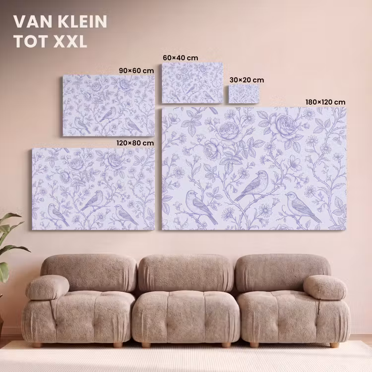 Canvas schilderij - Bloemen - Vogel - Tekening — 8