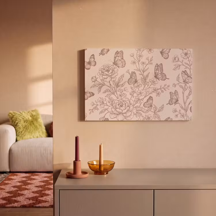 Canvas schilderij - Vlinder - Bloemen - Patroon — 2