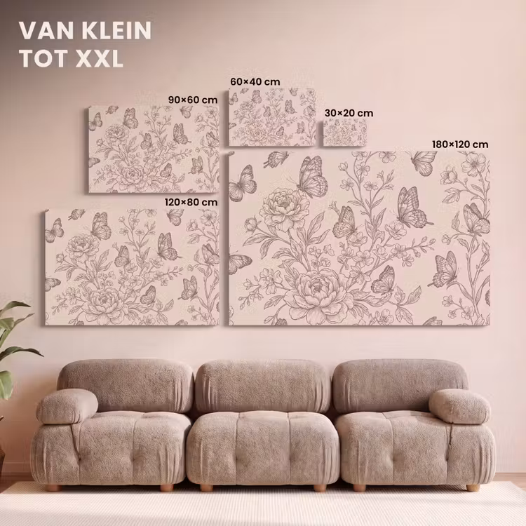 Canvas schilderij - Vlinder - Bloemen - Patroon — 8