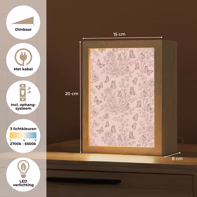 Gepersonaliseerde Lightbox - Vlinder - Bloemen - Patroon — 7