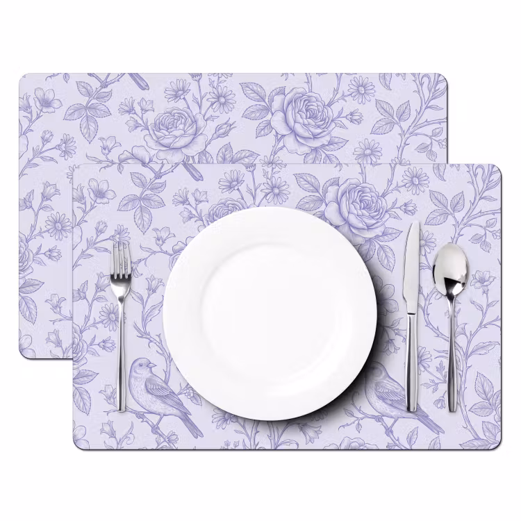 Placemat - 6 stuks - Bloemen - Vogel - Tekening — 2