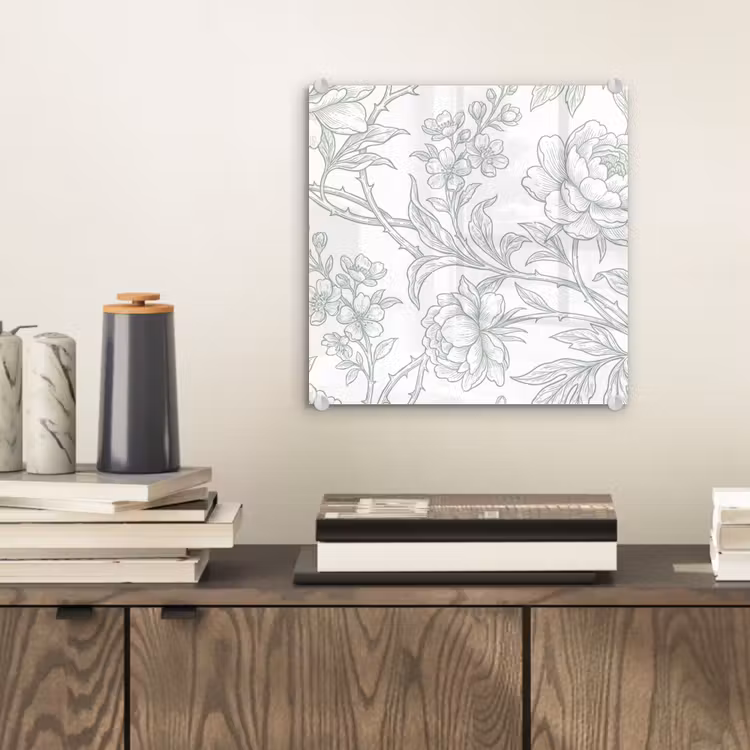 Glas schilderij - Vogel - Bloemen - Natuur — 2
