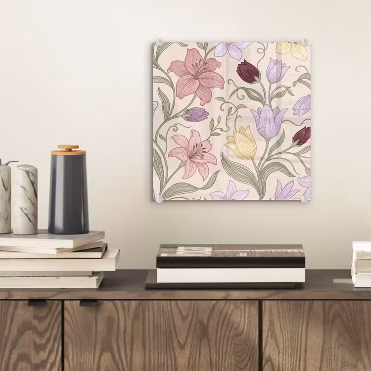 Glas schilderij - Bloemen - Illustratie - Botanisch — 2