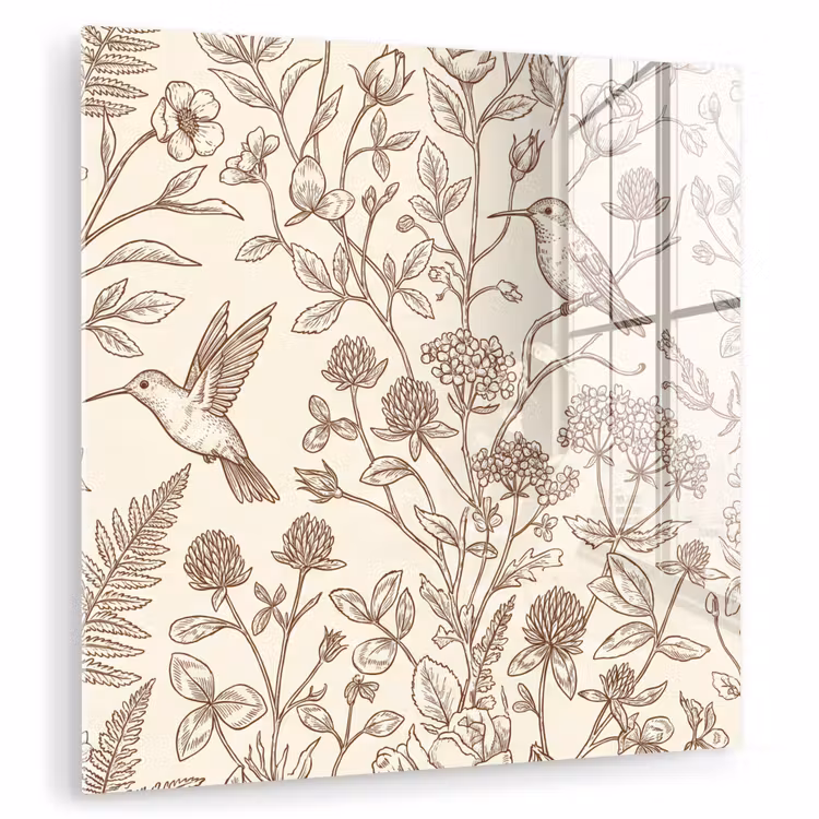 Glas schilderij - Natuur - Vogels - Tekening — 1