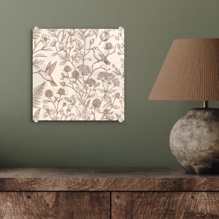Glas schilderij - Natuur - Vogels - Tekening — 4