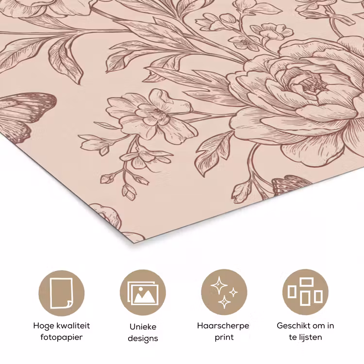 Poster - Vlinder - Bloemen - Patroon — 5