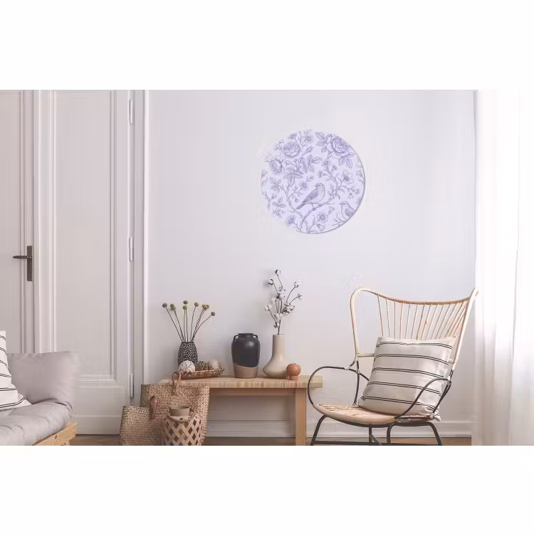 Wandcirkel - Aluminium - Bloemen - Vogel - Tekening — 2