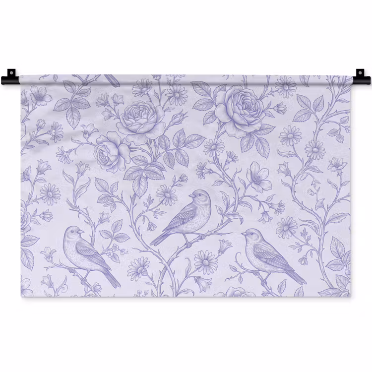 Wandkleed - Bloemen - Vogel - Tekening — 1