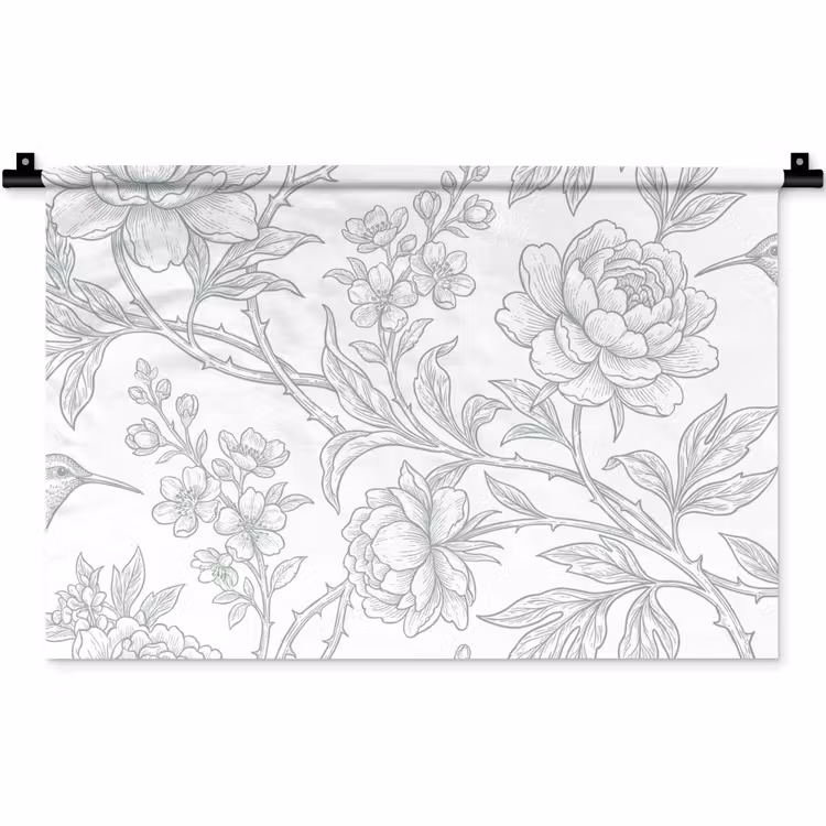Wandkleed - Vogel - Bloemen - Natuur — 1
