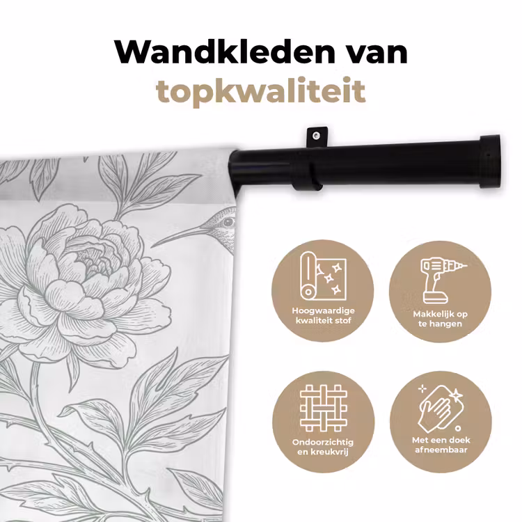 Wandkleed - Vogel - Bloemen - Natuur — 3