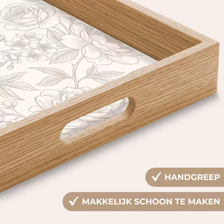 Dienblad - Bloemen - Lijntekening - Beige — 5