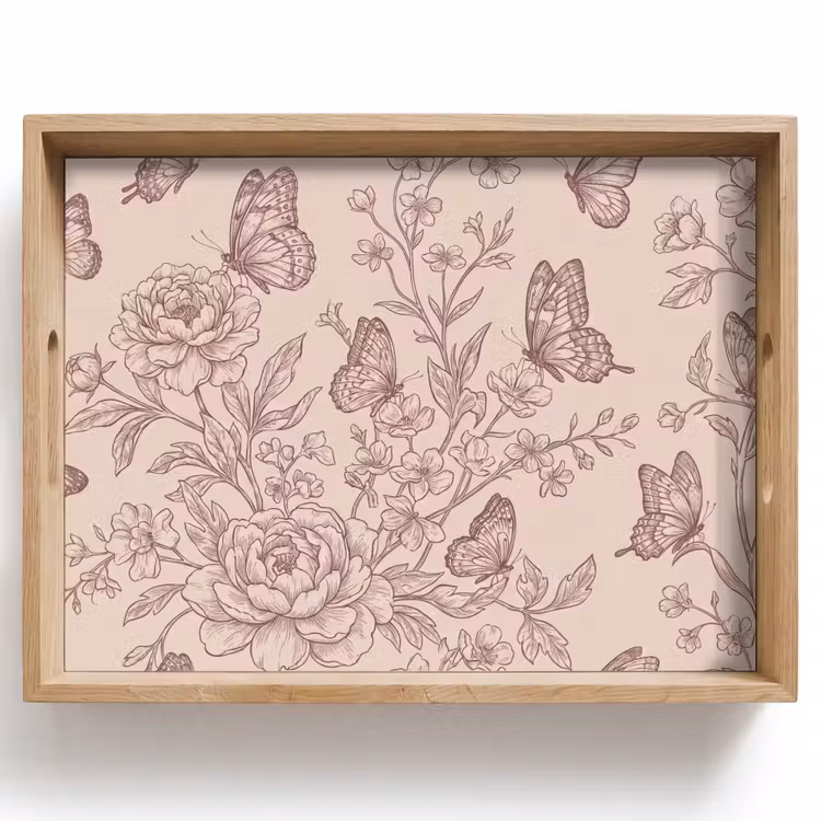 Dienblad - Vlinder - Bloemen - Patroon — 1