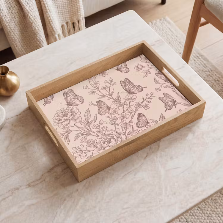 Dienblad - Vlinder - Bloemen - Patroon — 2