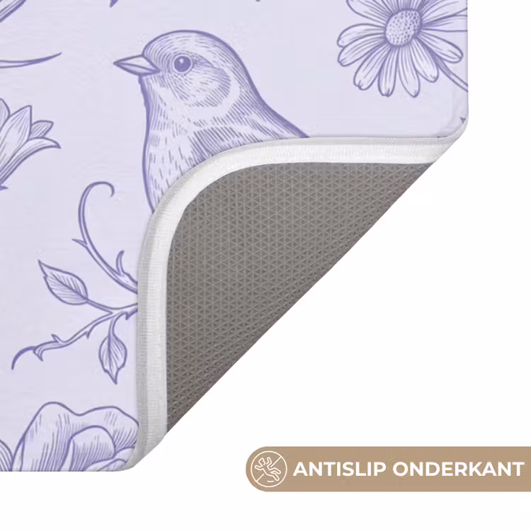 Wc Mat - Bloemen - Vogel - Tekening — 4