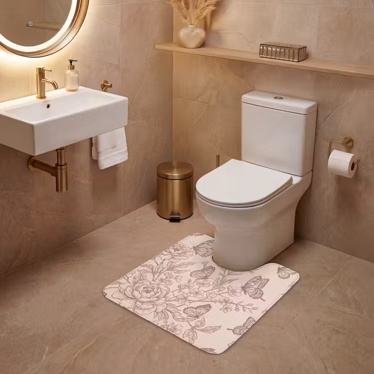 Wc Mat - Vlinder - Bloemen - Patroon — 3