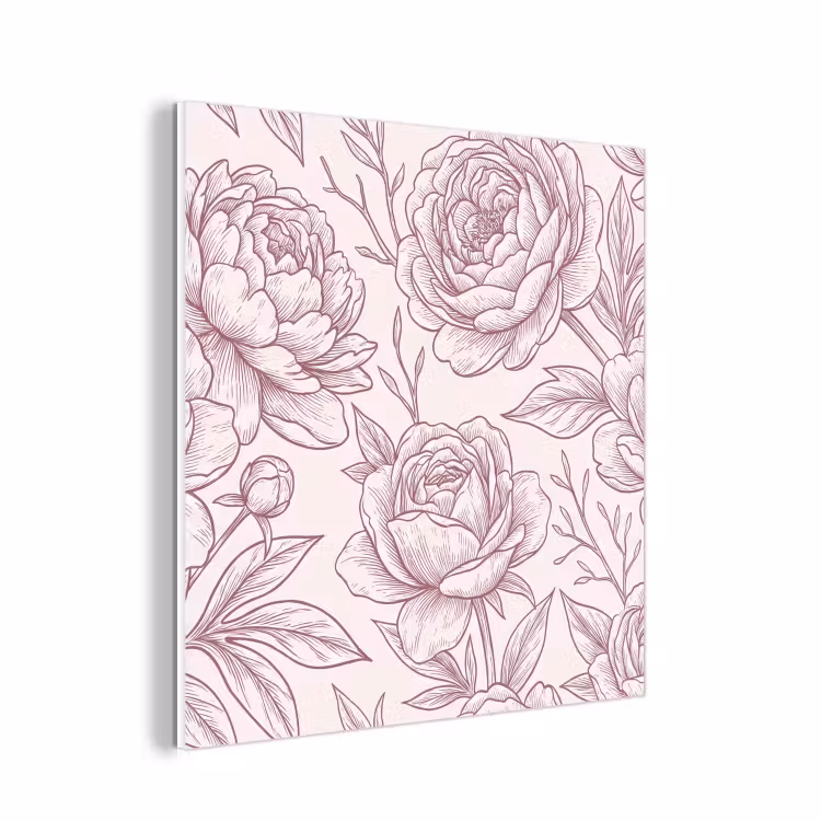 Forex - Bloemen - Lijntekening - Roze — 1