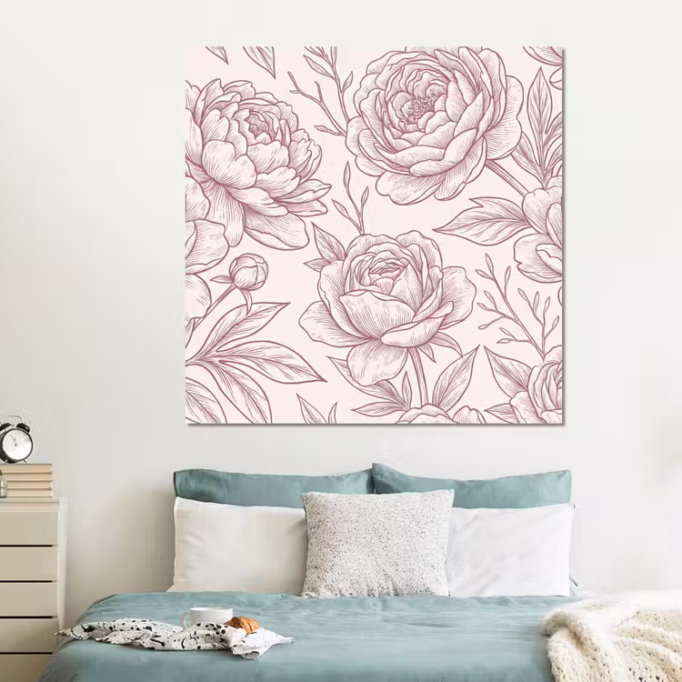 Forex - Bloemen - Lijntekening - Roze — 2