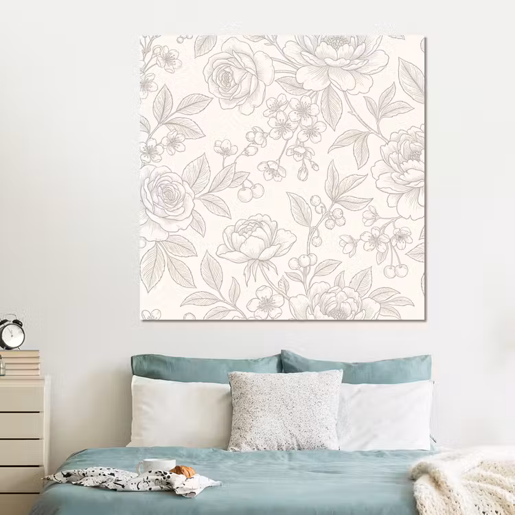 Forex - Bloemen - Lijntekening - Beige — 2
