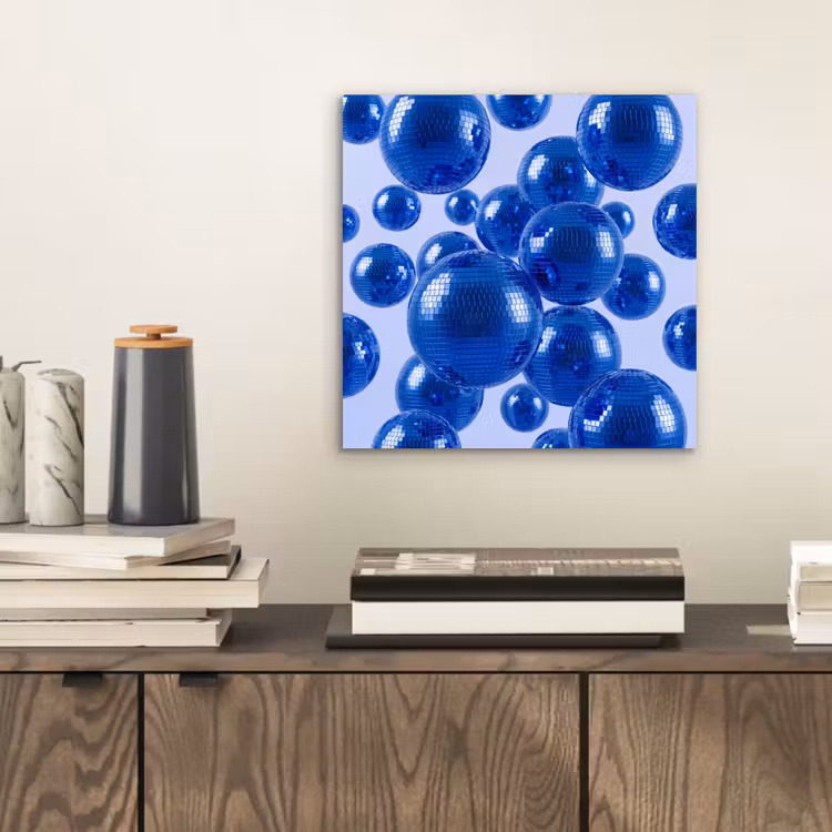 Aluminium schilderij - Blauwe disco bal — 2