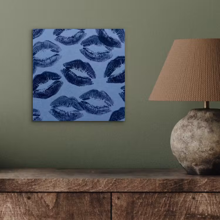 Aluminium schilderij - Lippen - Patroon - Blauw — 3