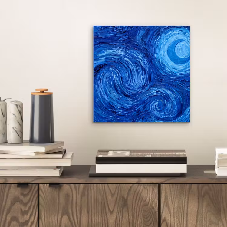 Aluminium schilderij - Wervelingen - Blauw - Modern — 2