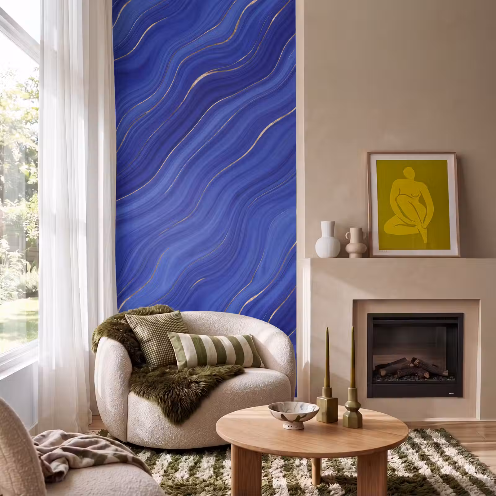 Behang - Abstract - Lijnen - Blauw β 1