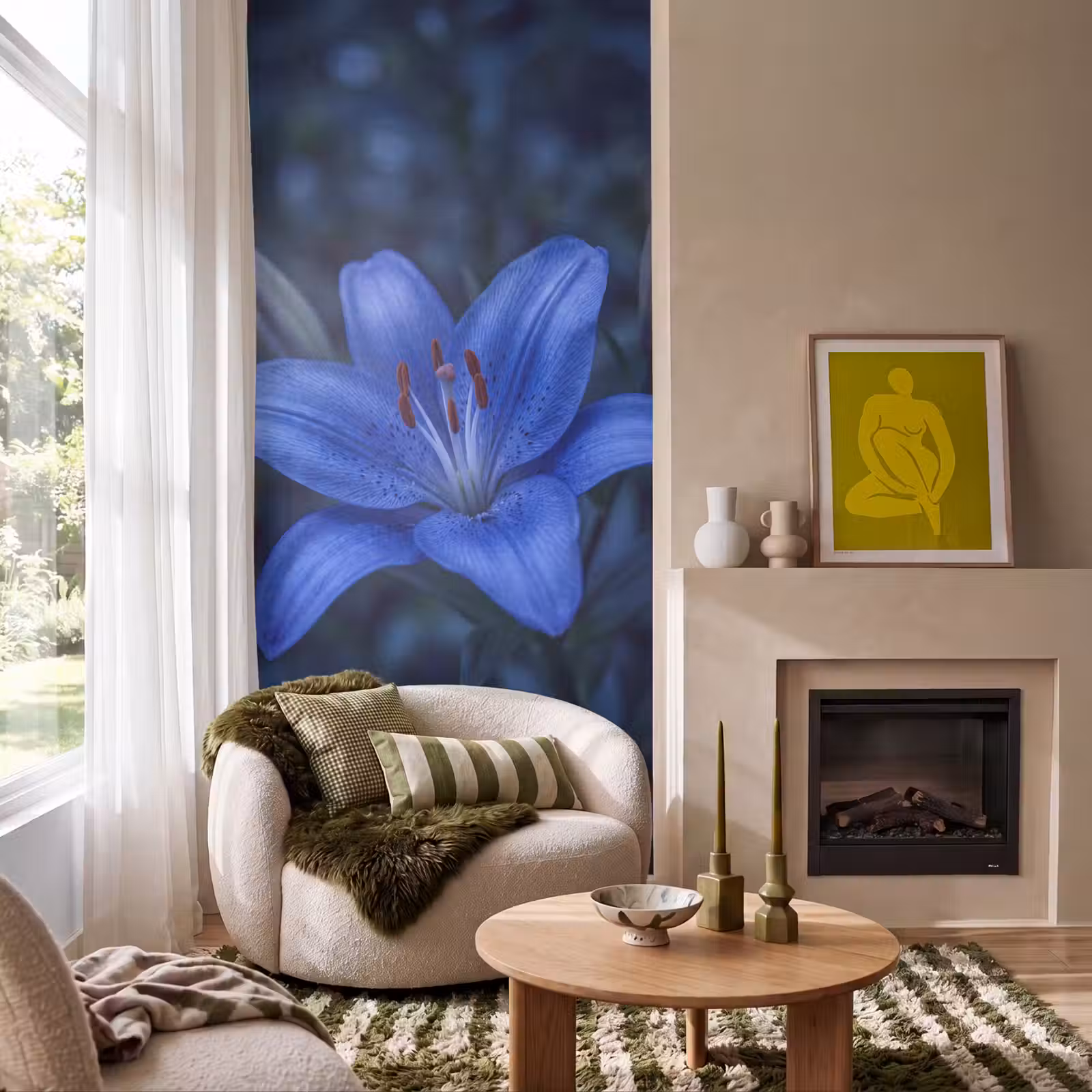 Behang - Blauwe bloem - Natuur β 1