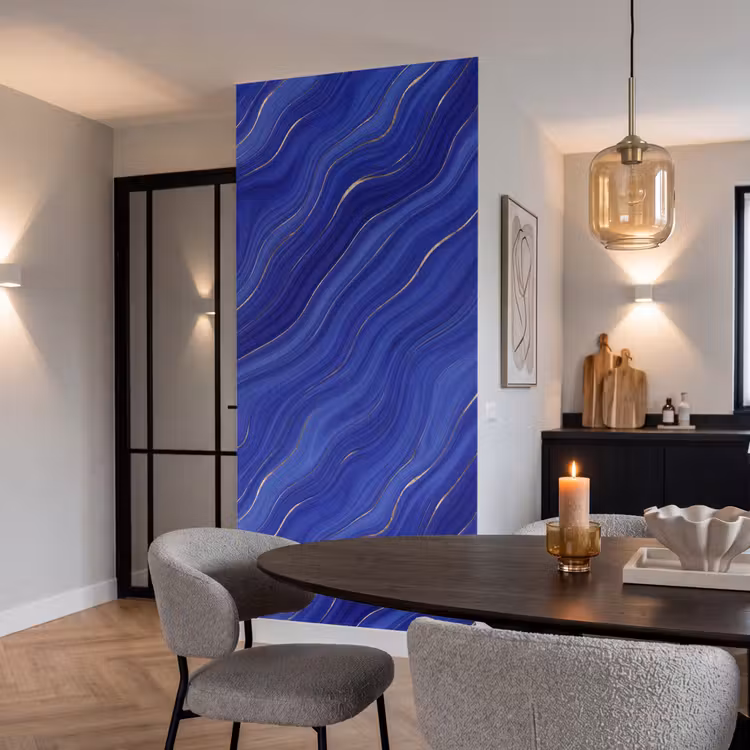 Behang - Abstract - Lijnen - Blauw β 5