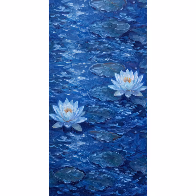 Behang - Bloemen - Water - Blauw β 2