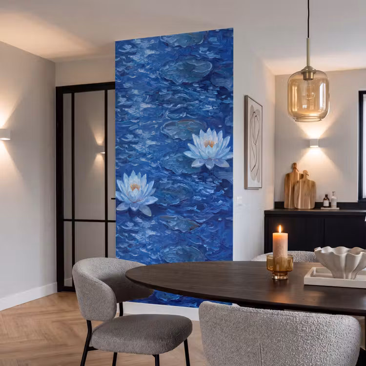 Behang - Bloemen - Water - Blauw β 5