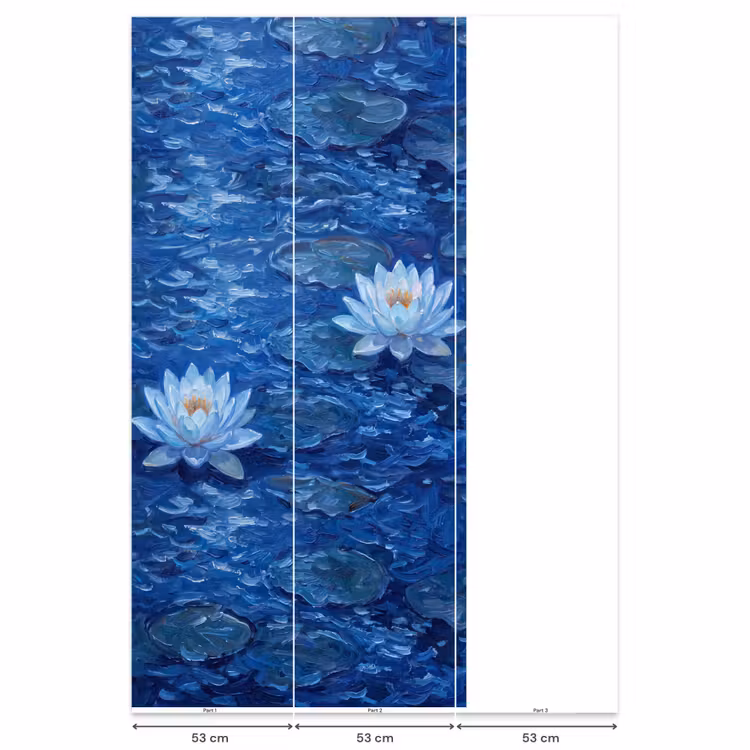 Behang - Bloemen - Water - Blauw β 6